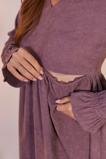 Платье из микровельвета для беременных и кормящих Lille L (46) Lullababe LB05LL171 фрезовый - изображение 5
