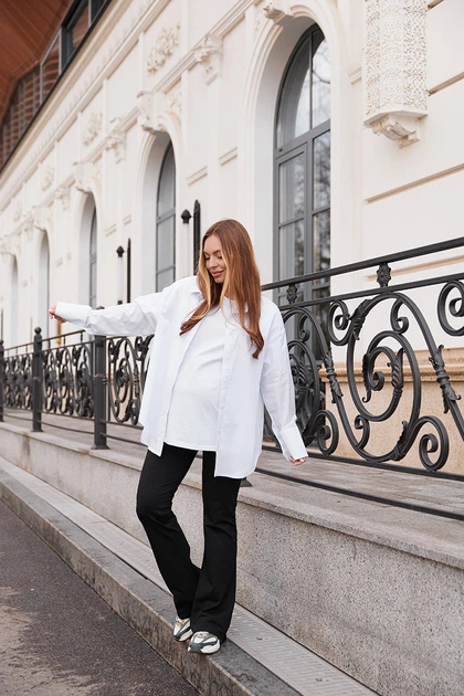Брюки для беременных клеш из плотного эластичного трикотажа с регулируемым поясом Quesada Lullababe LB10QS136 3XL (52) черный - изображение 3
