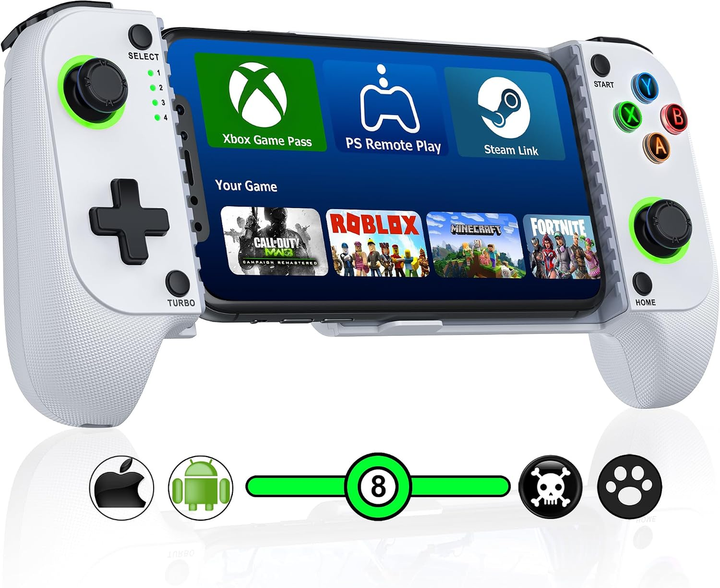 Игровой геймпад для iPhone/Android, Bluetooth, Hall-джойстики, RGB-подсветка, Turbo, вибрация, USB-C - Фото 2 Игровой геймпад для iPhone/Android, Bluetooth, Hall-джойстики, RGB-подсветка, Turbo, вибрация, USB-C - изображение 2