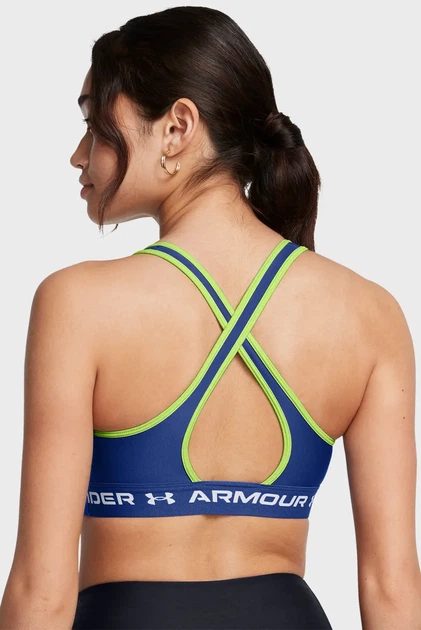 Жіночий синій топ UA Crossback Mid Bra Under Armour XS 1361034-432 - зображення 3