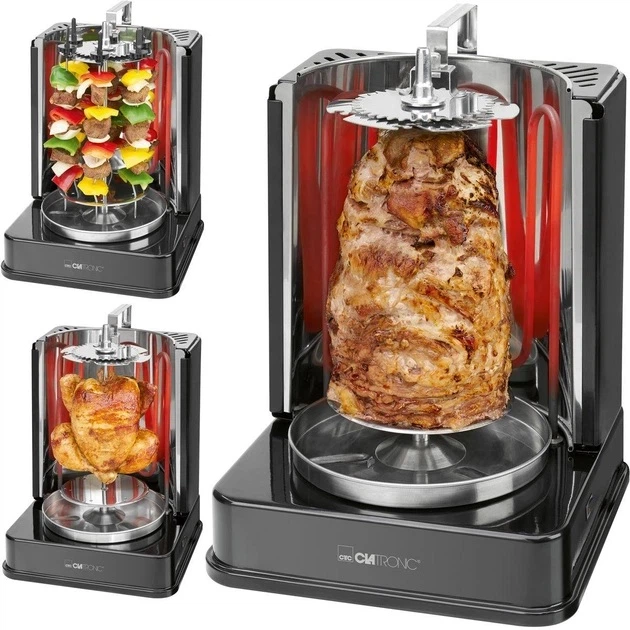 Электрошашлычница Clatronic 1400 Вт настольная универсальная 3 в 1 шаурма гриль поверхность жарки из нержавеющей стали - изображение 7