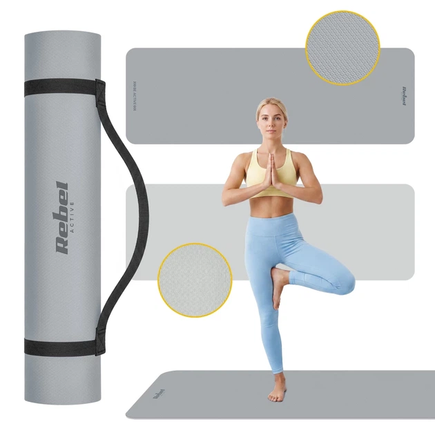 Килимок для йоги Rebel Active 183x61 см 6 мм TPE Grey (5901890130912) - Фото 10 Килимок для йоги Rebel Active 183x61 см 6 мм TPE Grey (5901890130912) - зображення 10