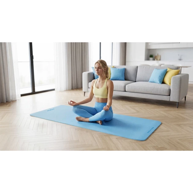 Килимок для йоги Rebel Active 183x61 см 6 мм TPE Blue (5901890130899) - зображення 9