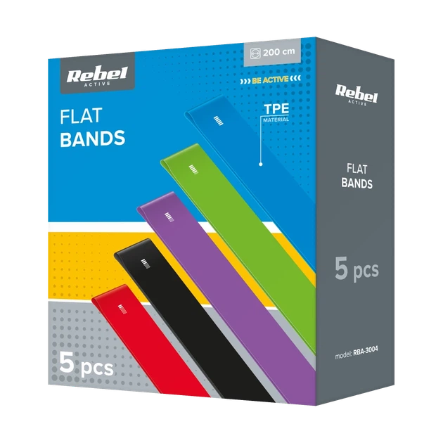 Набір гумових стрічок TPE 2м REBEL ACTIVE Flat Band Ls-1 1,5-11,5 кг (RBA-3004) - Фото 6 Набір гумових стрічок TPE 2м REBEL ACTIVE Flat Band Ls-1 1,5-11,5 кг (RBA-3004) - зображення 6