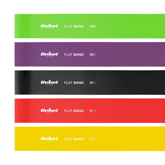 Набор латексных лент для фитнеса Rebel Active Flat Band LTs-1 2 м 5 шт 2.5–20 кг (5901890101974) - Фото 3 Набор латексных лент для фитнеса Rebel Active Flat Band LTs-1 2 м 5 шт 2.5–20 кг (5901890101974) - изображение 3