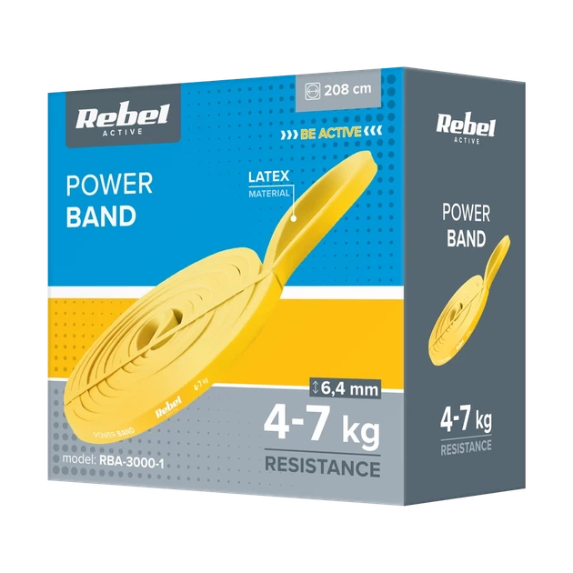 Стрічка опору латексна REBEL Power Band PL-1 Yellow 4-7 kg (RBA-3000-1) - Фото 3 Стрічка опору латексна REBEL Power Band PL-1 Yellow 4-7 kg (RBA-3000-1) - зображення 3