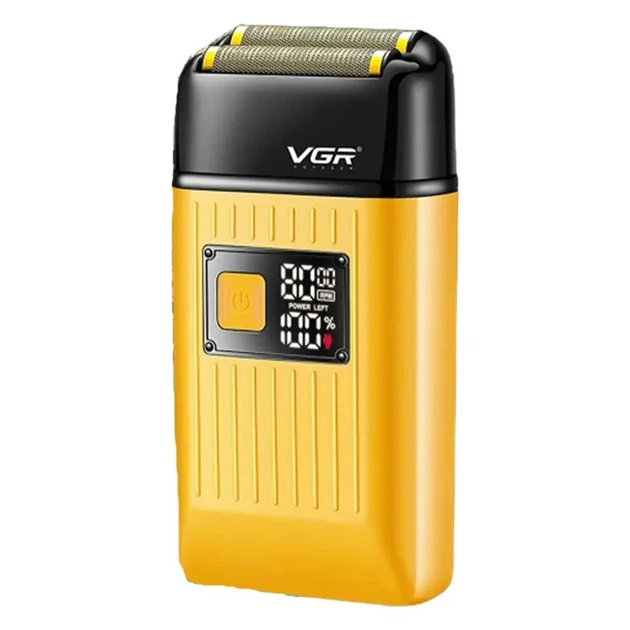 Электробритва шейвер VGR V-357 с USB и LED дисплеем, Желтая / Аккумуляторная беспроводная мужская бритва - изображение 7