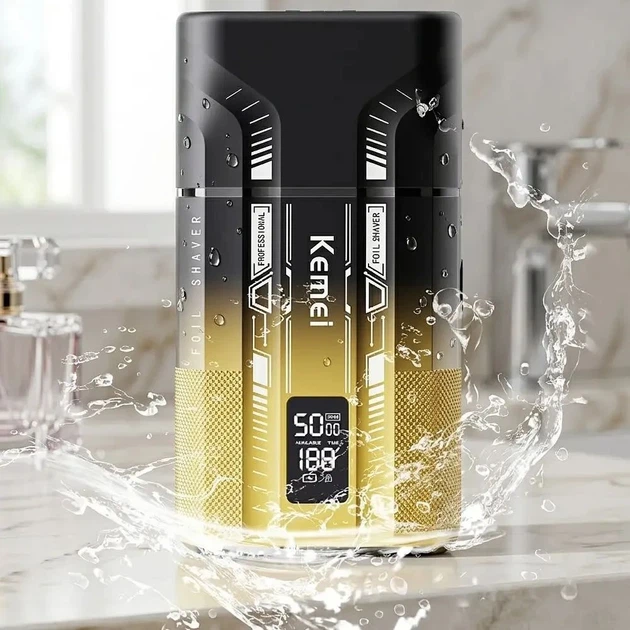 Беспроводная бритва для мужчин с UV-дезинфекцией, USB-C, Kemei KM-T418, Градиент / Шейвер / Аккумуляторная мужская электробритва - изображение 5