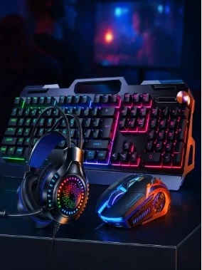 Ігровий комплект Hurricane GF-500Kit 4 в 1 клавіатура миша гарнітура килимок RGB підсвічування 1600 DPI для ПК ноутбука - зображення 8
