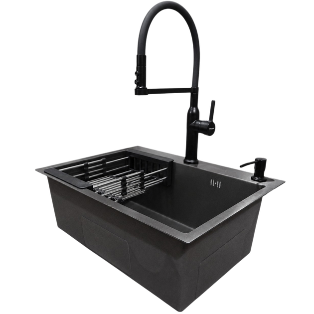Комплект кухонної мийки Kraft KRF 60х45HM PVD (3.0/1.0 мм) DEKOR - изображение 4