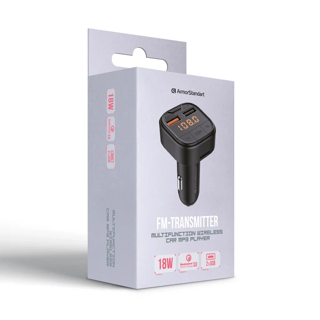 FM-трансмиттер ArmorStandart ASF1 18W QC3.0 2xUSB Bluetooth 5.3 Black - изображение 4