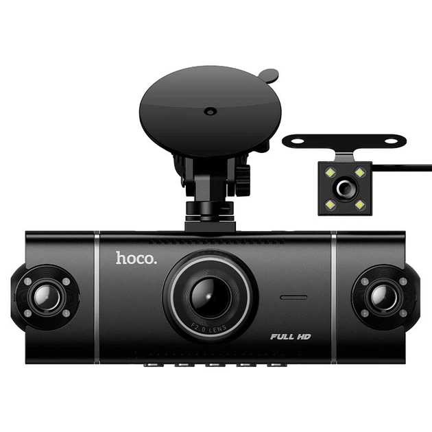 Відеореєстратор HOCO DV17 360° driving recorder (4-lens) 1080p Wi-Fi Black - изображение 2