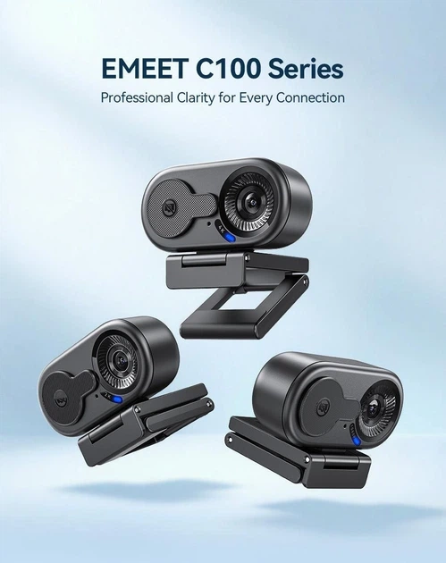 Вебкамера EMEET SmartCam C100 2K з мікрофоном та автофокусом - Фото 2 Вебкамера EMEET SmartCam C100 2K з мікрофоном та автофокусом - зображення 2