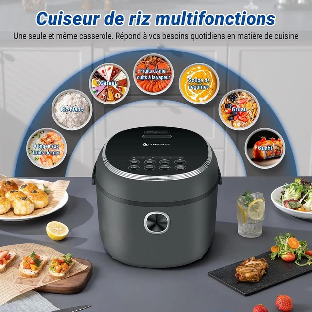 Рисоварка-мультиварка AMZCHEF DFB-P40U1, 4 л, 860 Вт, 7 режимов, таймер, поддержание тепла, черная - Уценка - изображение 4