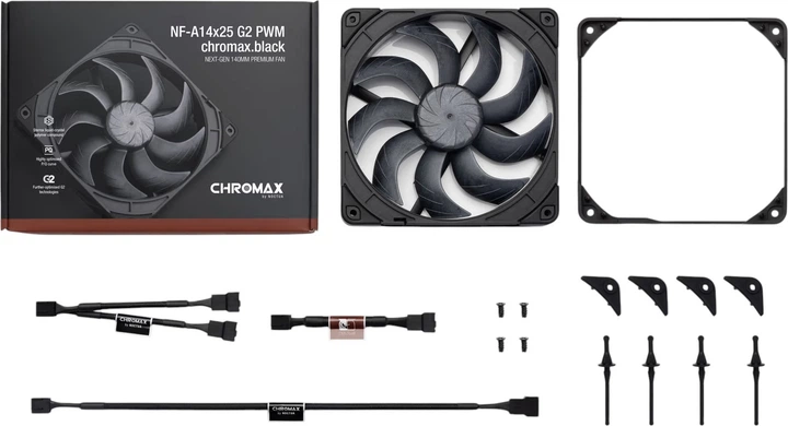 Вентилятор Noctua NF-A14x25 G2 PWM chromax.black - зображення 2