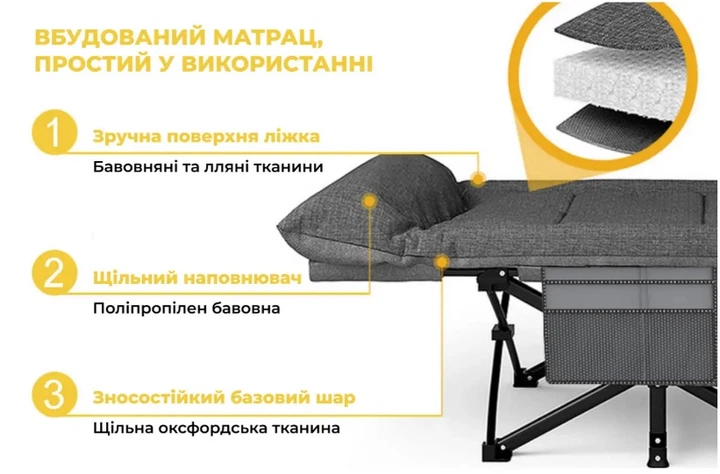Раскладная кровать шезлонг WCG CC-S08 + матрас и подушка - Фото 8 Раскладная кровать шезлонг WCG CC-S08 + матрас и подушка - изображение 8