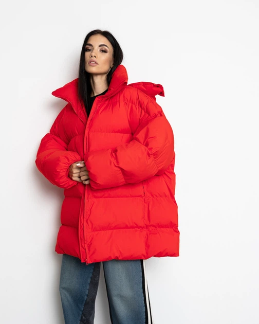 Пуховик oversize Alba красный - M - Фото 1 Пуховик oversize Alba красный - M - изображение 1