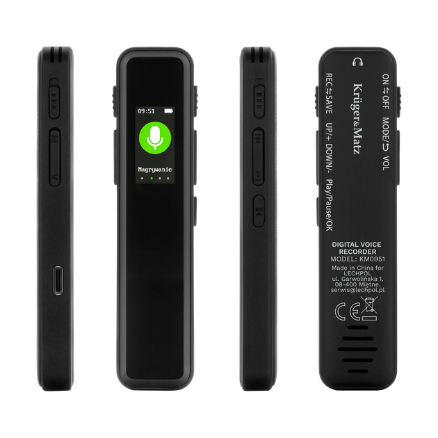Dyktafon cyfrowy Kruger&Matz KM0951 8 GB (5901890131339) - obraz 3