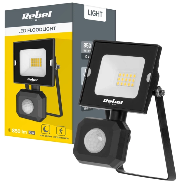 Рефлектор LED прожектор REBEL 10W с датчиком движения и сумерек 4000K 230V (URZ3611) - изображение 4