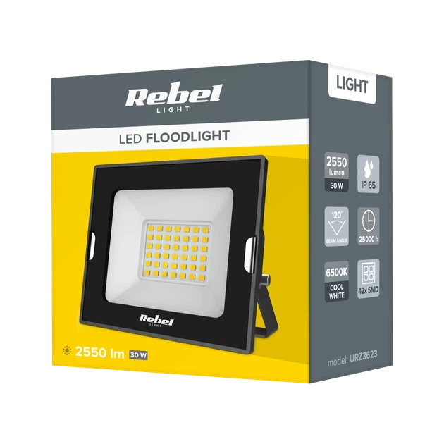 Прожектор светодиодный Rebel 30W, 6500K, 230V (URZ3623) - Фото 3 Прожектор светодиодный Rebel 30W, 6500K, 230V (URZ3623) - изображение 3