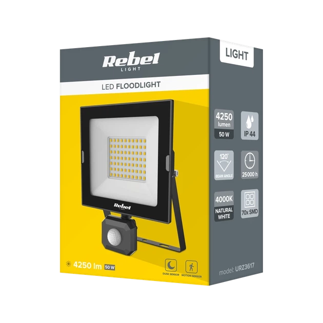 Светодиодный прожектор REBEL 50W 4000K 230V с датчиком движения (URZ3617) - изображение 3