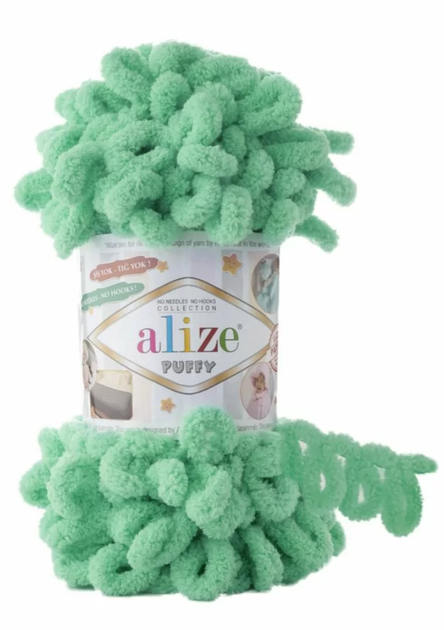 Пряжа для в'язання Alize "Puffy" колір зелений 741 - зображення 2