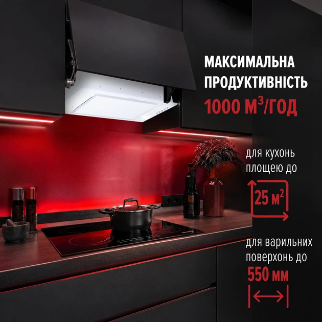 Витяжка повновбудована Perfelli BI 5532 A 1000 WH LED - зображення 2