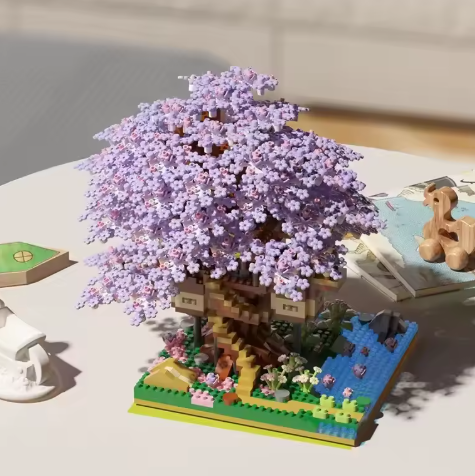 Конструктор «Домик на дереве» Цветущая сакура с LED-подсветкой, 3D-модель для сборки - изображение 12