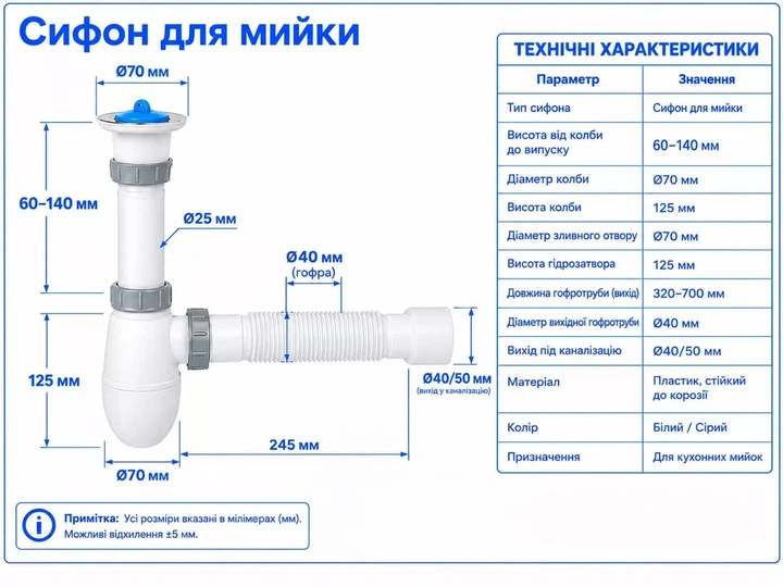 К1010 кухня 1 1/2*40, різьб. випуск, гофротруба 40*40/50 {40} - Фото 4 К1010 кухня 1 1/2*40, різьб. випуск, гофротруба 40*40/50 {40} - изображение 4