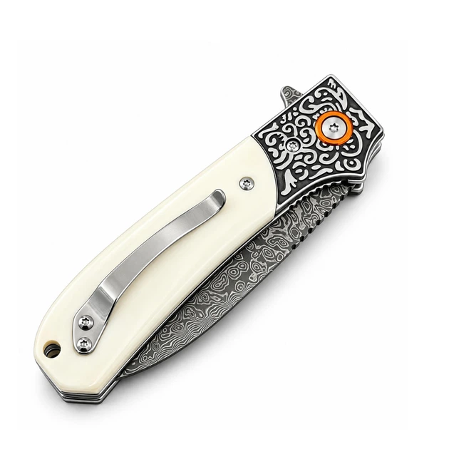 Ніж Складаний KARDA FALCON J402 Damascus White - Фото 4 Ніж Складаний KARDA FALCON J402 Damascus White - изображение 4