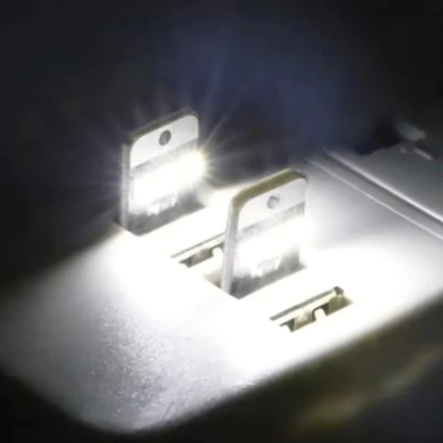 USB LED мини-ночник 5V 0.2W, 2835 SMD, холодный белый свет 6000K, компактная лампа для павербанка, ноутбука, ПК. Комплект 2шт - изображение 3