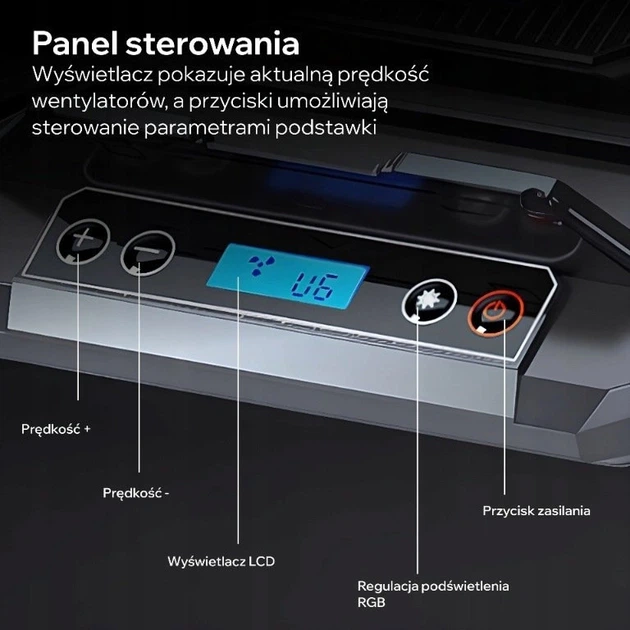Підставка для охолодження ноутбука Qlab CP770 чорна (8594214660058) - Фото 3 Підставка для охолодження ноутбука Qlab CP770 чорна (8594214660058) - зображення 3