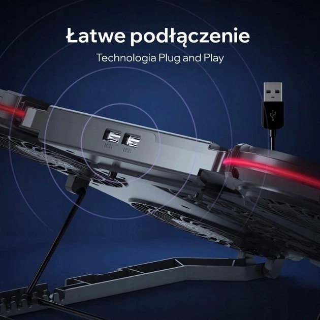 Підставка для охолодження ноутбука Qlab CP770 чорна (8594214660058) - Фото 4 Підставка для охолодження ноутбука Qlab CP770 чорна (8594214660058) - зображення 4