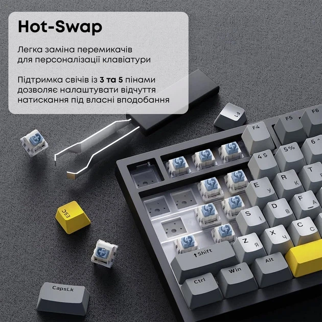 Механічна клавіатура Ajazz AK820 Sea Salt Switch Black USB-C (6976412989650) - зображення 11