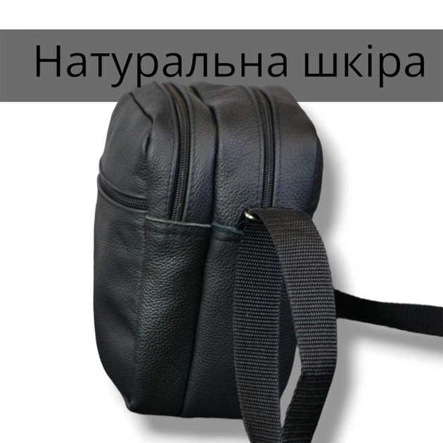 Сумка мессенджер из натуральной кожи, мужская большая сумка на 4 кармана с черной молнией - изображение 10