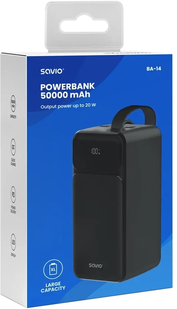 Powerbank Savio BA-14 50000 mAh Black (5907264119880) - Zdjęcie 5 Powerbank Savio BA-14 50000 mAh Black (5907264119880) - obraz 5