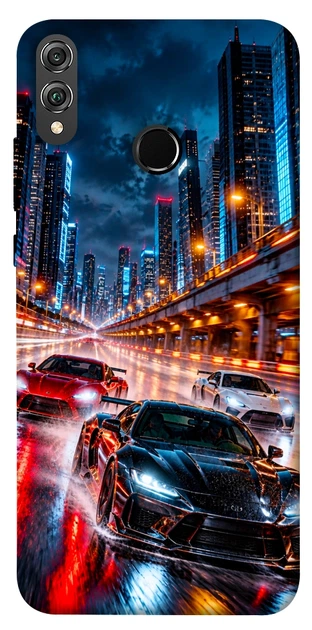 Чехол для Huawei Honor 8X с принтом Night city cars - Фото 1 Чехол для Huawei Honor 8X с принтом Night city cars - изображение 1