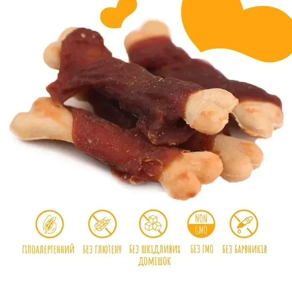 Жевательные лакомства для собак и щенков Mavsy Calcium Bone with Duck — утиные ножки с кальцием, 54,8% мяса утки, для дрессировки, 100 г - изображение 2