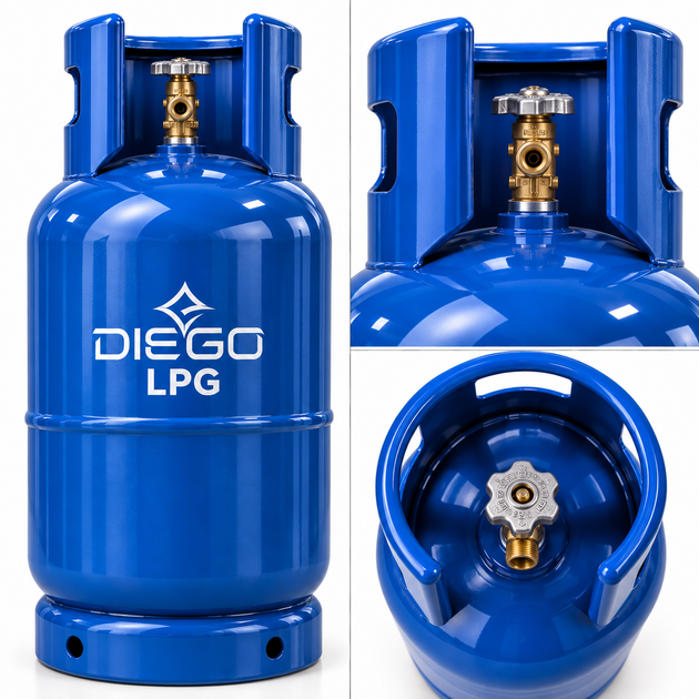 Газовий балон DIEGO LPG 27 л сталевий для пропану, бутану та пропан-бутанової суміші, до 12,5 кг газу, з вентилем - зображення 5