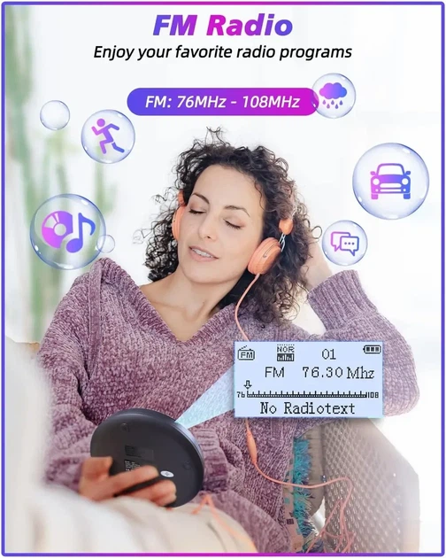 Портативний акумуляторний CD-програвач ARAFUNA CD-521 з Bluetooth та FM-радіо — персональний плеєр - зображення 2