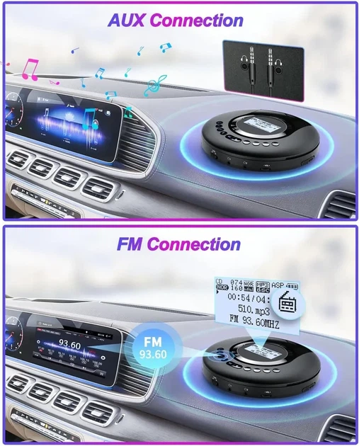 Портативний акумуляторний CD-програвач ARAFUNA CD-521 з Bluetooth та FM-радіо — персональний плеєр - зображення 6