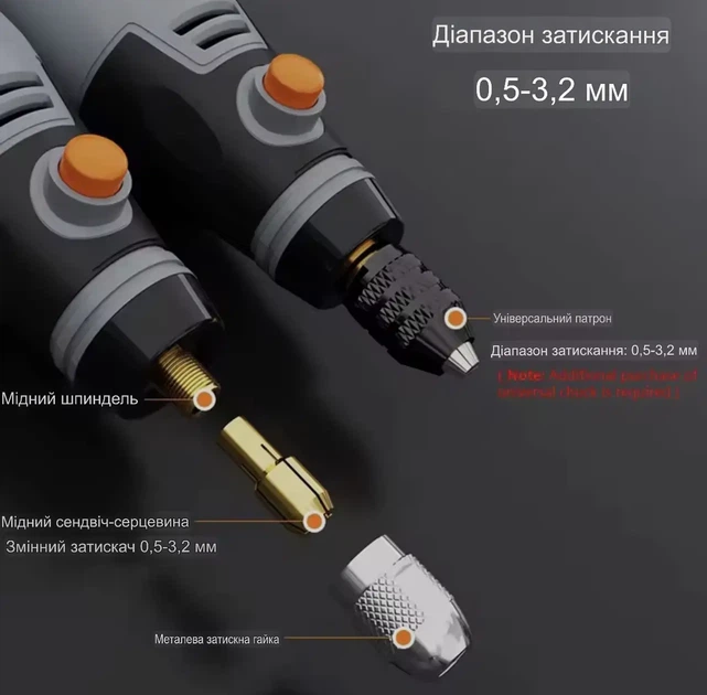 Акумуляторна міні дриль-гравер 35 Вт, 3 швидкості, USB, 8500–21000 об/хв Набір для гравіювання та шліфування - зображення 4
