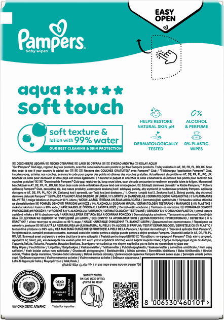 Набір вологих серветок Pampers Aqua Soft Touch 12 x 60 шт (8006530460101) - зображення 6