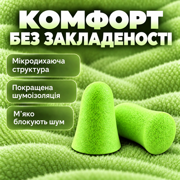 Беруши для сна многоразовые беруши с кейсом защита от храпа выстрелов взрывов беруши для строительных работ (PA-PAK1GREEN) - Фото 3 Беруши для сна многоразовые беруши с кейсом защита от храпа выстрелов взрывов беруши для строительных работ (PA-PAK1GREEN) - изображение 3