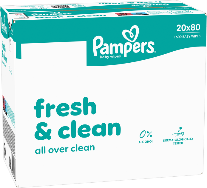 Набір вологих серветок Pampers Fresh & Clean 20 x 80 шт (8006530443265) - зображення 2