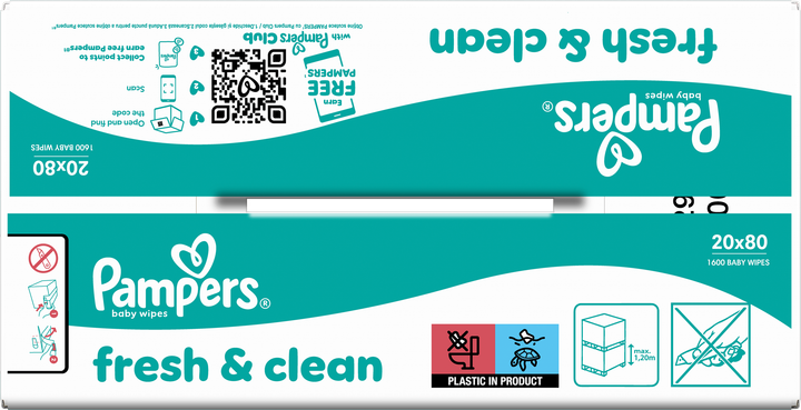 Набір вологих серветок Pampers Fresh & Clean 20 x 80 шт (8006530443265) - зображення 5