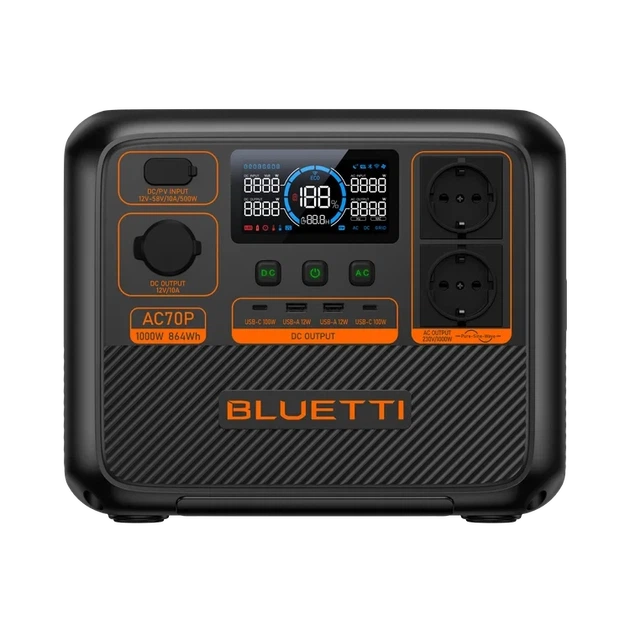 Портативна зарядна станція BLUETTI AC70P 864 Вт·год 1000 Вт LiFePO4 - зображення 3