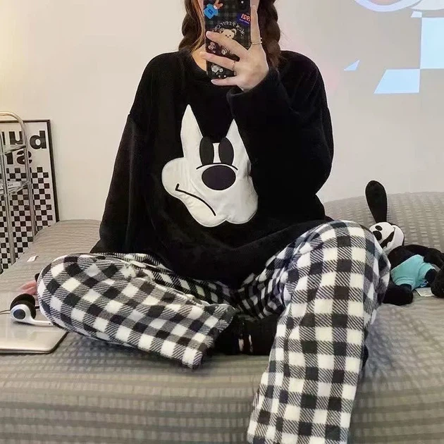 Женская тёплая пижама Lesko 57-34 Черный 2XL костюм для дома - изображение 3