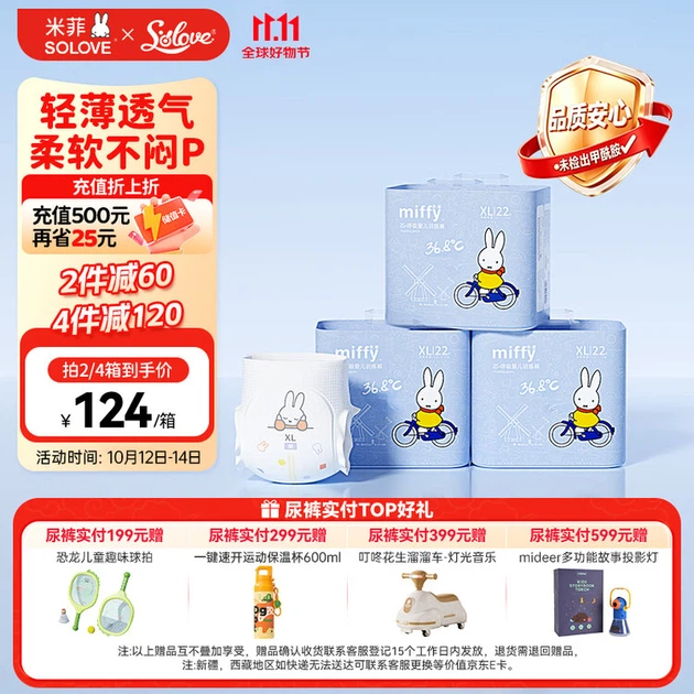 Підгузки-трусики Solove Miffy Core XL (12-16 кг), 66 шт (3 x 22) - зображення 7
