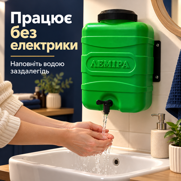 Рукомойник Лемира 15 л навесной с краном для квартиры и дома при отключениях воды - изображение 4